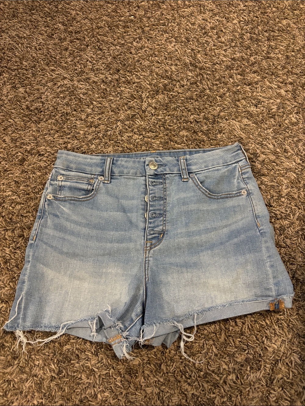 American Eagle Outfitters Light Wash Denim Button-Front Shorts